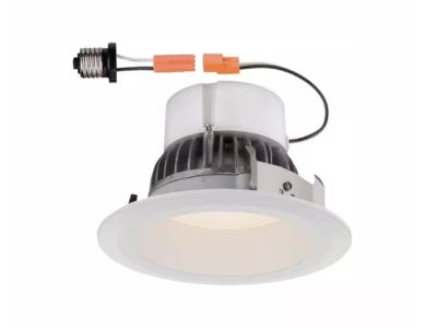 LED retrofit downlight fixture with wiring, showcasing energy-efficient lighting upgrade for home installations.